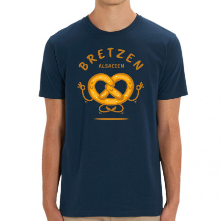 T-shirt homme coton bio bleu marine Bretzen Alsacien (Baxt,Humour,Fruits & Légumes)
