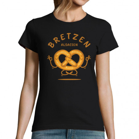 T-shirt femme noir Bretzen Alsacien (Baxt,Humour,Fruits & Légumes)