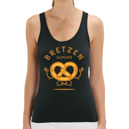 Débardeur femme coton bio noir Bretzen Alsacien (Baxt,Humour,Fruits & Légumes)