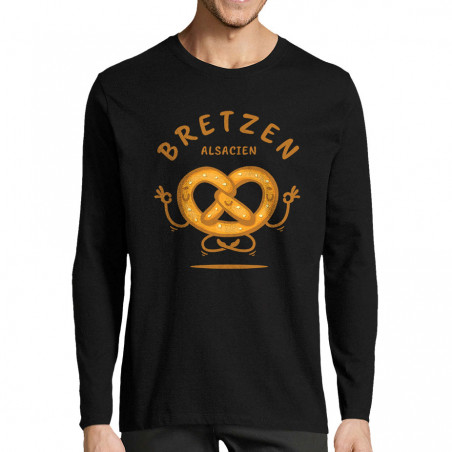 T-shirt homme manches longues noir Bretzen Alsacien (Baxt,Humour,Fruits & Légumes)