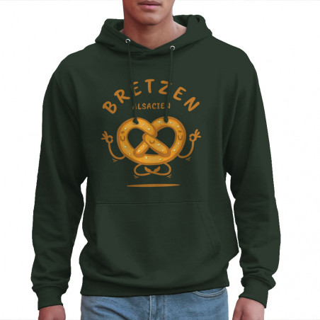 Sweat homme à capuche vert foncé Bretzen Alsacien (Baxt,Humour,Fruits & Légumes)