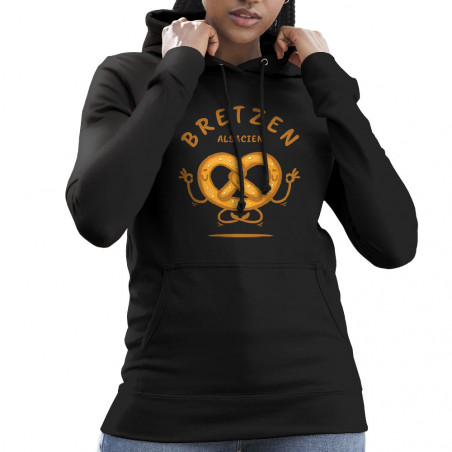 Sweat femme à capuche noir Bretzen Alsacien (Baxt,Humour,Fruits & Légumes)