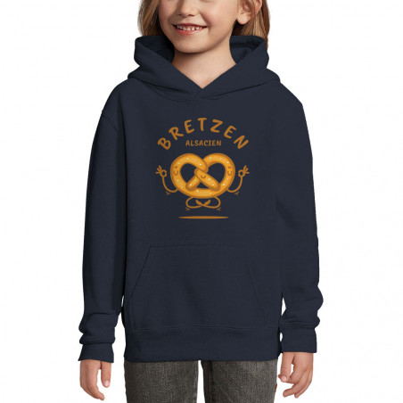 Sweat enfant à capuche bleu marine Bretzen Alsacien (Baxt,Humour,Fruits & Légumes)