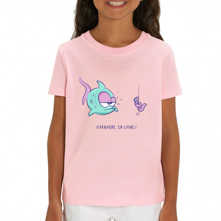 T-shirt enfant coton bio rose clair Arnaque en ligne (Baxt,Humour,Animaux)