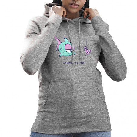 Sweat femme à capuche gris chiné Arnaque en ligne (Baxt,Humour,Animaux)