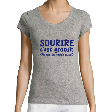 T-shirt femme col V...