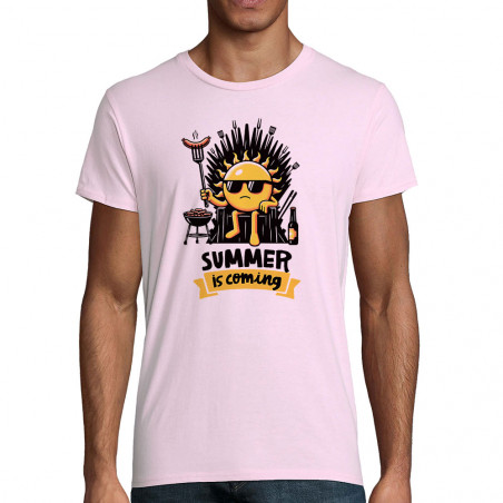 T-shirt homme coton bio rose pale Summer is coming (Ted Boundy,Fruits & Légumes,Détournements)