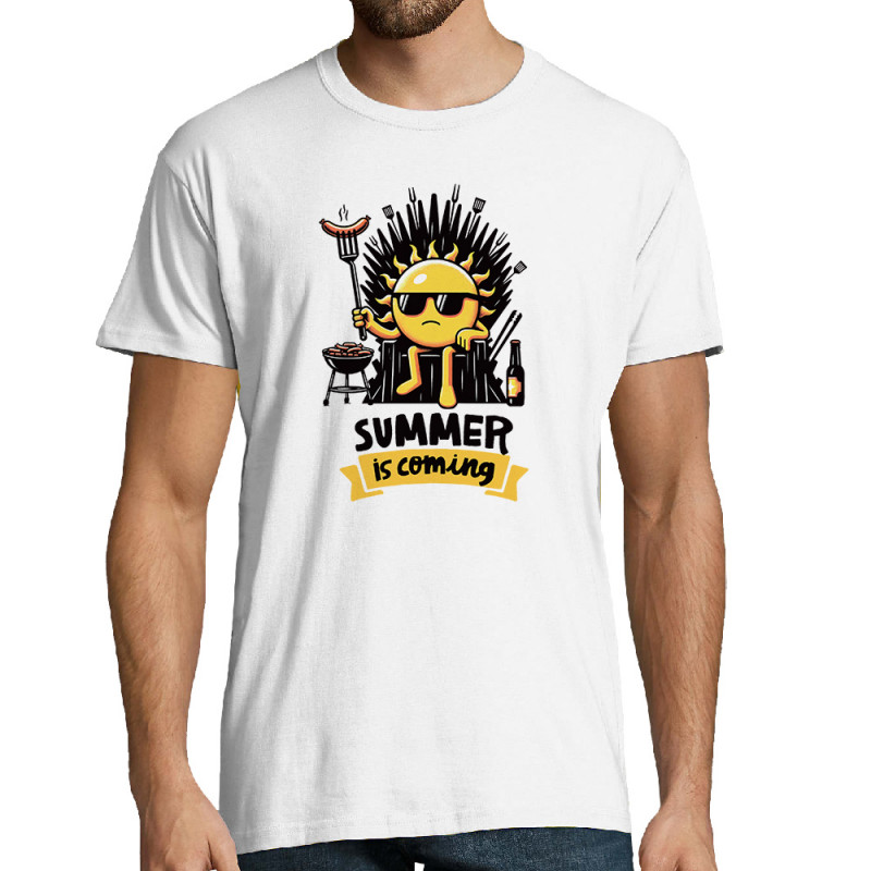 Tee-shirt homme blanc Summer is coming (Ted Boundy,Fruits & Légumes,Détournements)