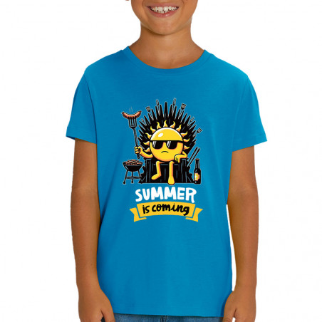 T-shirt enfant coton bio bleu azur Summer is coming (Ted Boundy,Fruits & Légumes,Détournements)