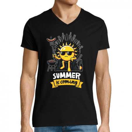 T-shirt homme col V noir Summer is coming (Ted Boundy,Fruits & Légumes,Détournements)