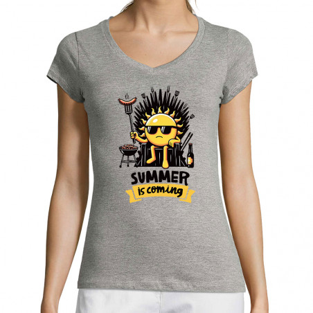 T-shirt femme col V "Summer...