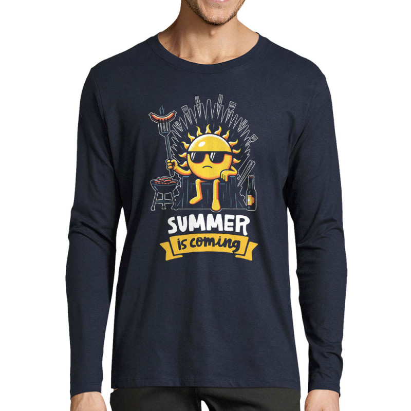 T-shirt homme manches longues bleu marine Summer is coming (Ted Boundy,Fruits & Légumes,Détournements)