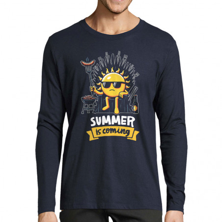 T-shirt homme manches longues bleu marine Summer is coming (Ted Boundy,Fruits & Légumes,Détournements)