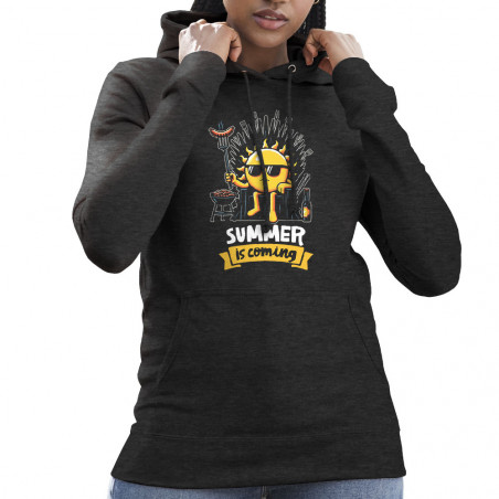 Sweat femme à capuche gris anthracite Summer is coming (Ted Boundy,Fruits & Légumes,Détournements)