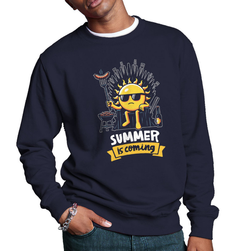 Sweat homme col rond bleu marine Summer is coming (Ted Boundy,Fruits & Légumes,Détournements)