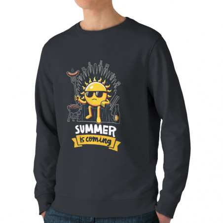 Sweat homme bio col rond gris anthracite Summer is coming (Ted Boundy,Fruits & Légumes,Détournements)