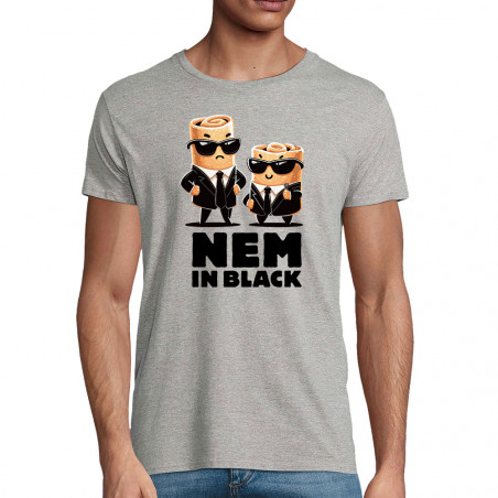 T-shirt homme coton bio gris chiné Nem in black (Ted Boundy,Fruits & Légumes,Humour,Détournements)
