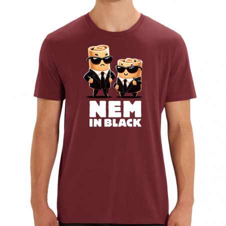 T-shirt homme coton bio bordeaux Nem in black (Ted Boundy,Fruits & Légumes,Humour,Détournements)