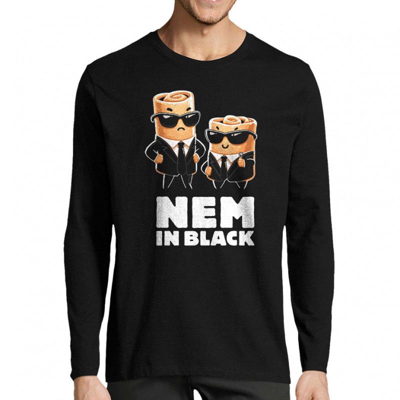 T-shirt homme manches longues noir Nem in black (Ted Boundy,Fruits & Légumes,Humour,Détournements)