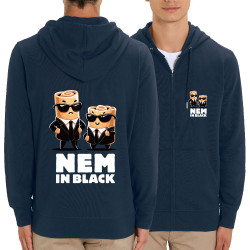 Sweat homme zippé à capuche coton bio bleu marine Nem in black (Ted Boundy,Fruits & Légumes,Humour,Détournements)