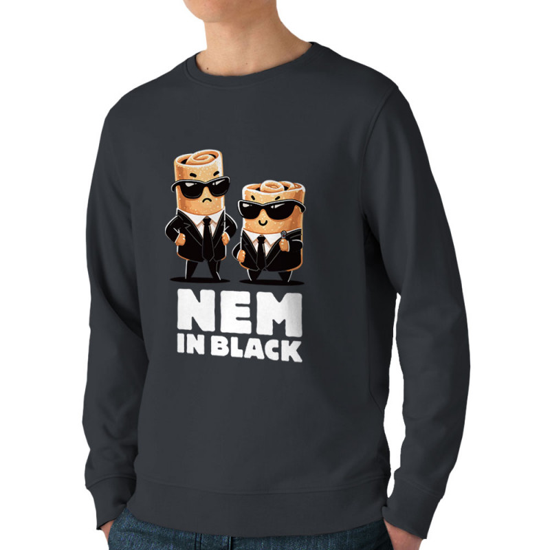Sweat homme bio col rond gris anthracite Nem in black (Ted Boundy,Fruits & Légumes,Humour,Détournements)