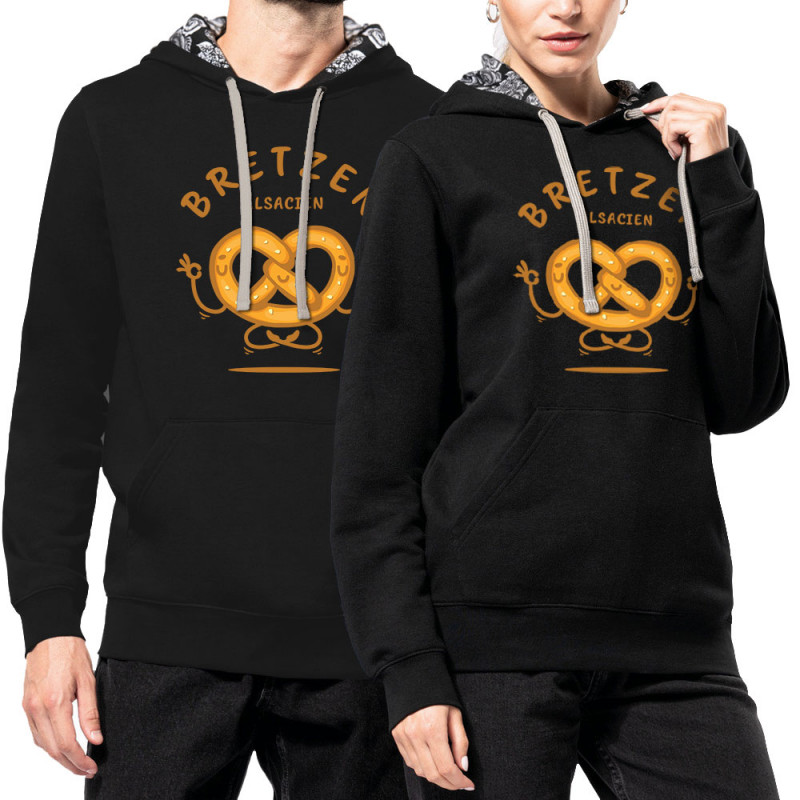 Sweat capuche à motifs unisexe noir et têtes de mort mexicaines Bretzen Alsacien (Baxt,Humour,Fruits & Légumes)