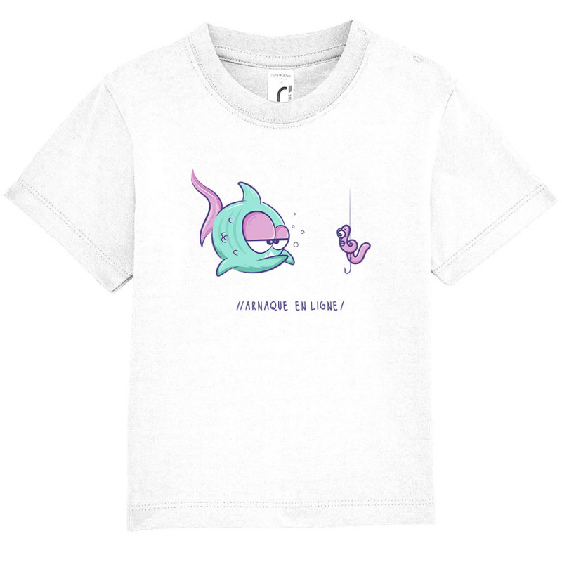 T-shirt bébé blanc Arnaque en ligne (Baxt,Humour,Animaux)