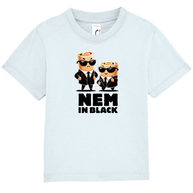 T-shirt bébé bleu ciel Nem in black (Ted Boundy,Fruits & Légumes,Humour,Détournements)