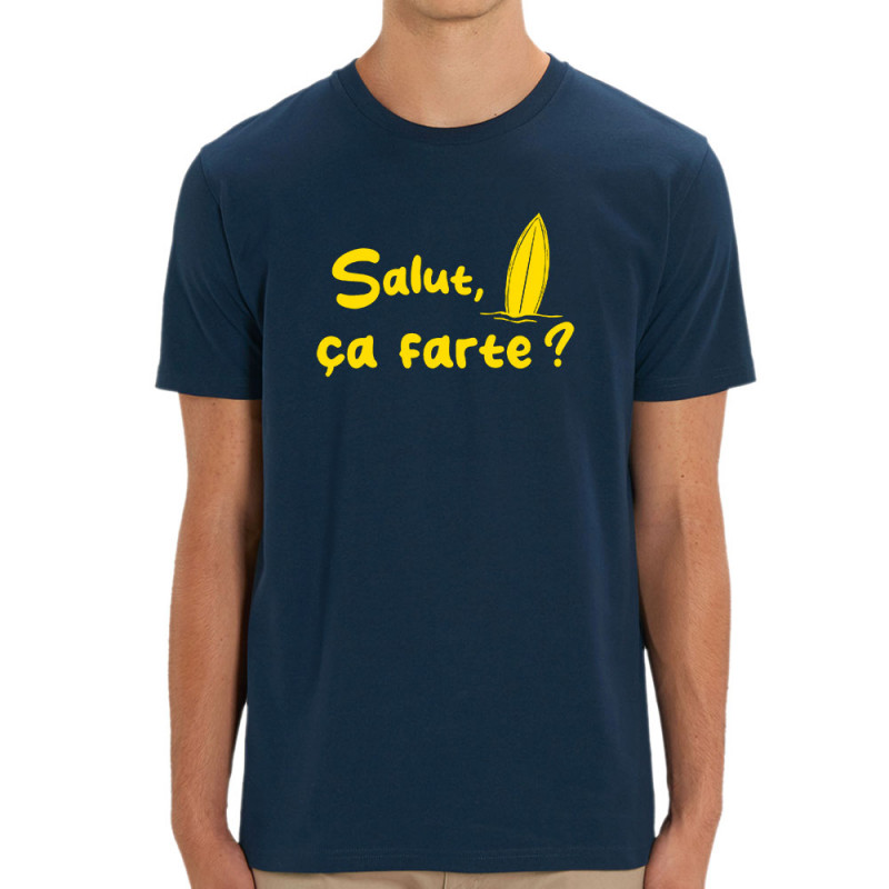 T-shirt homme coton bio bleu marine Salut ça farte (Gondrax,Slogans Débiles,Films/Séries,Skate)
