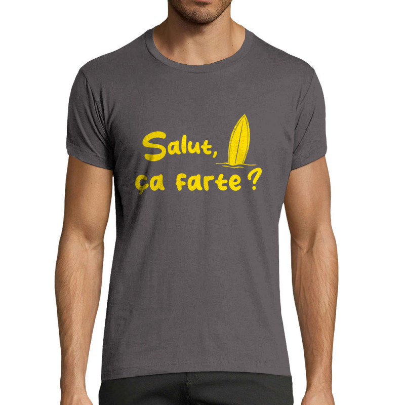 T-shirt homme fit gris foncé Salut ça farte (Gondrax,Slogans Débiles,Films/Séries,Skate)