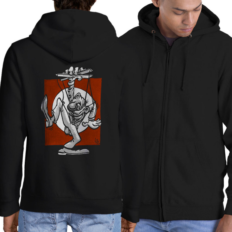 Sweat homme à capuche zippé noir Pantin (Laul)