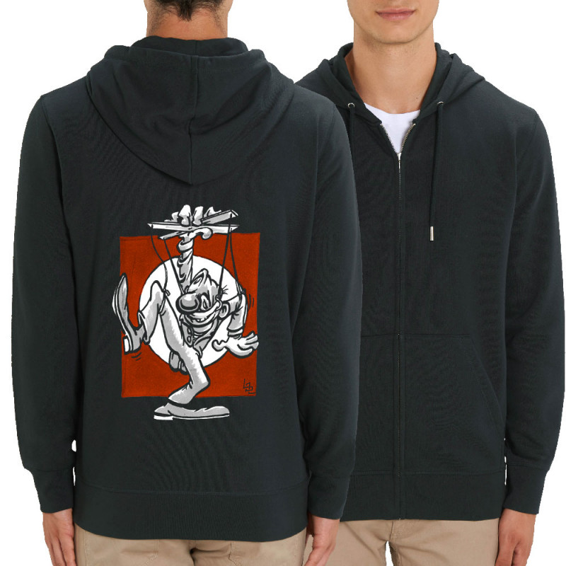 Sweat homme zippé à capuche coton bio noir Pantin (Laul)