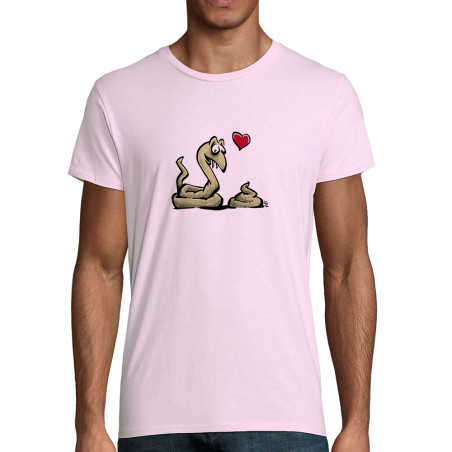 T-shirt homme coton bio rose pale Coup de foudre (Laul,Animaux,Humour)