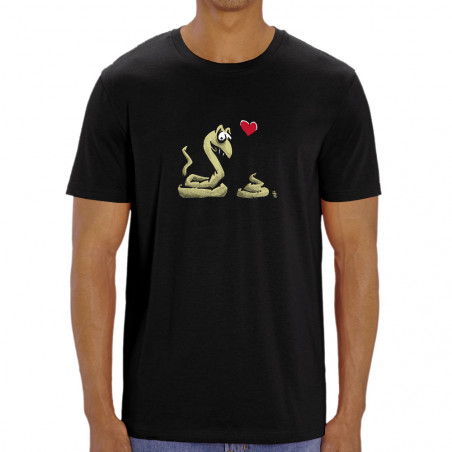 T-shirt homme coton bio noir Coup de foudre (Laul,Animaux,Humour)