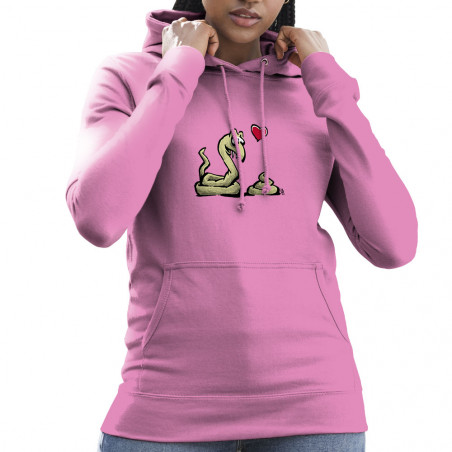 Sweat femme à capuche rose Coup de foudre (Laul,Animaux,Humour)