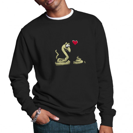 Sweat homme col rond noir Coup de foudre (Laul,Animaux,Humour)