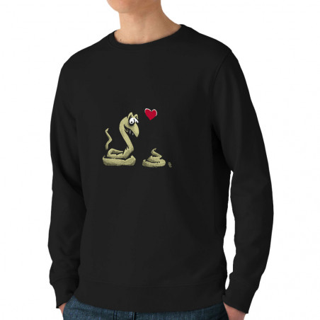 Sweat homme bio col rond noir Coup de foudre (Laul,Animaux,Humour)
