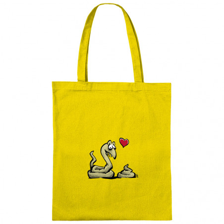 Sac shopping en toile jaune Coup de foudre (Laul,Animaux,Humour)