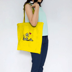 Sac shopping en toile jaune Coup de foudre (Laul,Animaux,Humour)