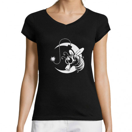T-shirt femme col V...
