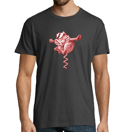 Tee-shirt homme gris souris Tire-cochon (Laul,Animaux,Humour)