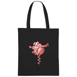 Sac shopping en toile noir Tire-cochon (Laul,Animaux,Humour)