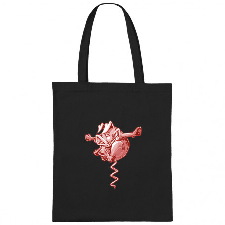 Sac shopping en toile noir Tire-cochon (Laul,Animaux,Humour)