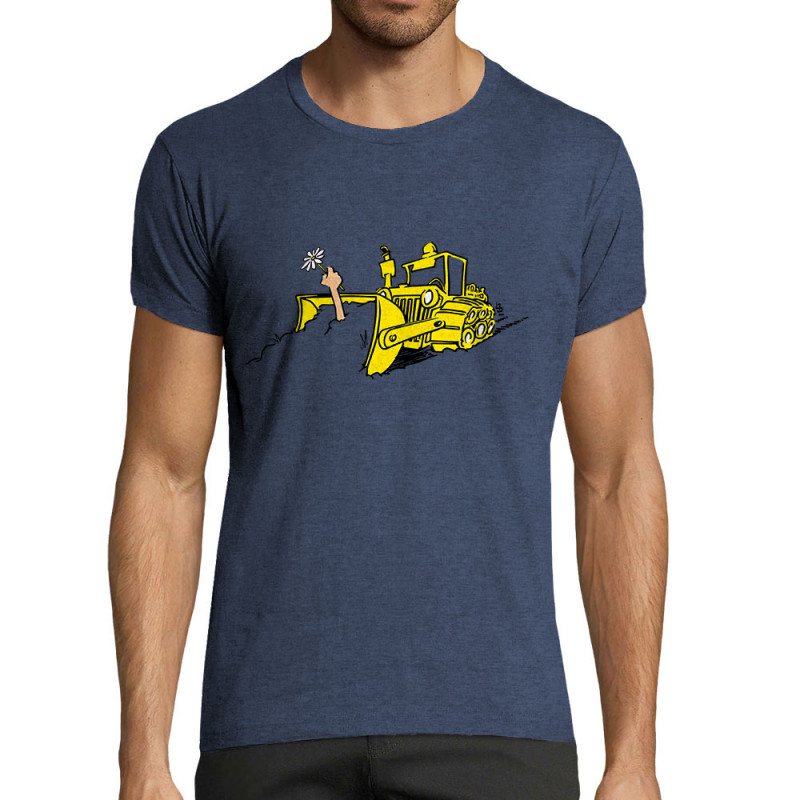 T-shirt homme fit bleu denim chiné Ecolo-sceptique (Laul,Ecologie)