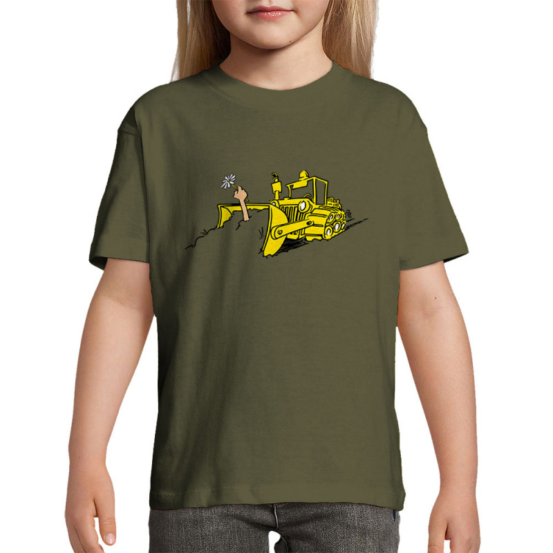 T-shirt enfant kaki foncé Ecolo-sceptique (Laul,Ecologie)
