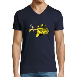 T-shirt homme col V bleu marine Ecolo-sceptique (Laul,Ecologie)