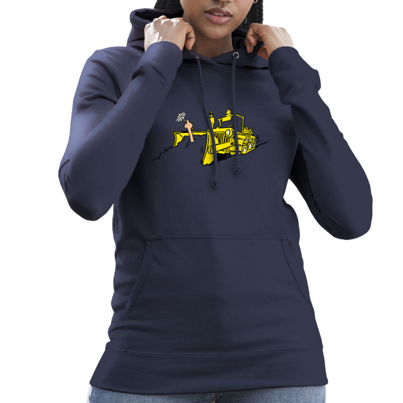 Sweat femme à capuche bleu marine Ecolo-sceptique (Laul,Ecologie)