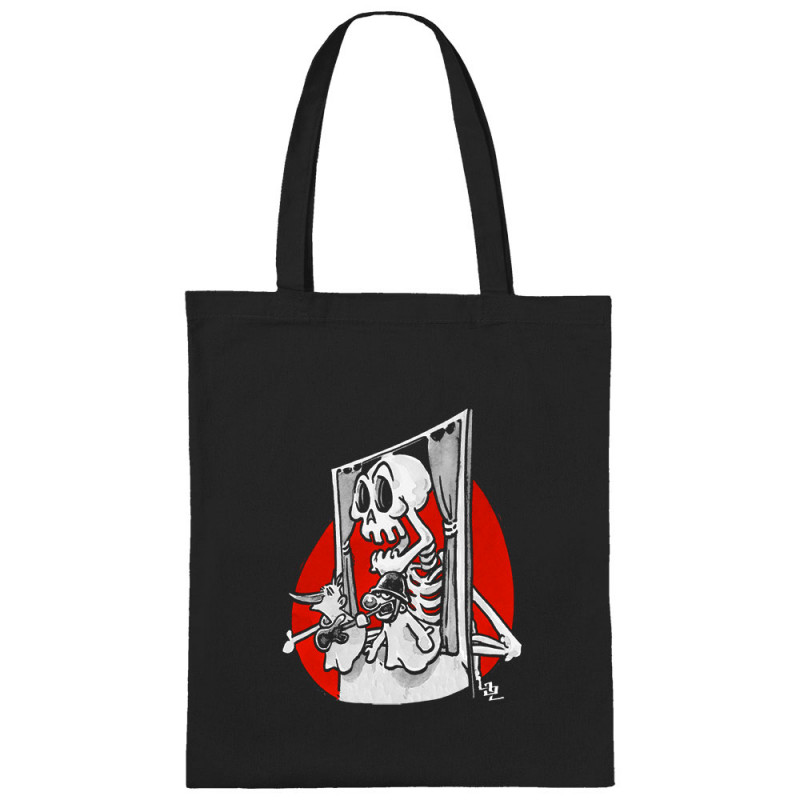 Sac shopping en toile noir Danse la mort (Laul,Têtes de morts)