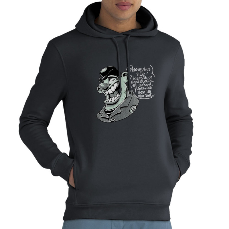 Sweat homme à capuche coton bio gris anthracite Marrez-vous (Laul)