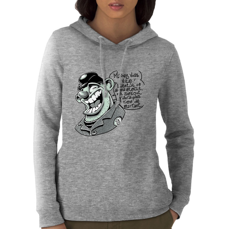 Sweat femme à capuche coton bio gris chiné Marrez-vous (Laul)